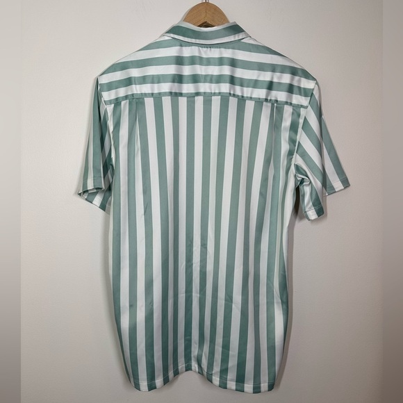 UNISEX Urban  Outfitters White and Mint Green Striped Button Down Shirt - Picture 6 of 6
